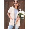 image:imageGRECERELLE Short Sleeve Cardigan for Women Lightweight Summer with Pockets Open Front Casual Beach Cover Ups 2026Aivory White