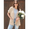 image:imageGRECERELLE Short Sleeve Cardigan for Women Lightweight Summer with Pockets Open Front Casual Beach Cover Ups 2026Apricot