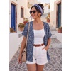 image:imageGRECERELLE Short Sleeve Cardigan for Women Lightweight Summer with Pockets Open Front Casual Beach Cover Ups 2026Blue Small Flower