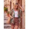 image:imageGRECERELLE Short Sleeve Cardigan for Women Lightweight Summer with Pockets Open Front Casual Beach Cover Ups 2026Camou Green Pink