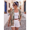 image:imageGRECERELLE Short Sleeve Cardigan for Women Lightweight Summer with Pockets Open Front Casual Beach Cover Ups 2026Camou Green Pink