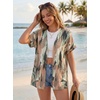 image:imageGRECERELLE Short Sleeve Cardigan for Women Lightweight Summer with Pockets Open Front Casual Beach Cover Ups 2026Camou Green Pink