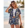 image:imageGRECERELLE Short Sleeve Cardigan for Women Lightweight Summer with Pockets Open Front Casual Beach Cover Ups 2026Colorful Banana Leaf