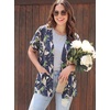 image:imageGRECERELLE Short Sleeve Cardigan for Women Lightweight Summer with Pockets Open Front Casual Beach Cover Ups 2026Colorful Banana Leaf