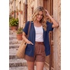 image:imageGRECERELLE Short Sleeve Cardigan for Women Lightweight Summer with Pockets Open Front Casual Beach Cover Ups 2026Dark Blue