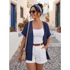 image:imageGRECERELLE Short Sleeve Cardigan for Women Lightweight Summer with Pockets Open Front Casual Beach Cover Ups 2026Dark Blue