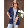 image:imageGRECERELLE Short Sleeve Cardigan for Women Lightweight Summer with Pockets Open Front Casual Beach Cover Ups 2026Dark Blue
