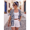image:imageGRECERELLE Short Sleeve Cardigan for Women Lightweight Summer with Pockets Open Front Casual Beach Cover Ups 2026Dark Blue Palm Leaf