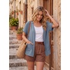 image:imageGRECERELLE Short Sleeve Cardigan for Women Lightweight Summer with Pockets Open Front Casual Beach Cover Ups 2026Haze Blue