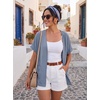 image:imageGRECERELLE Short Sleeve Cardigan for Women Lightweight Summer with Pockets Open Front Casual Beach Cover Ups 2026Haze Blue