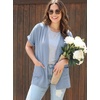 image:imageGRECERELLE Short Sleeve Cardigan for Women Lightweight Summer with Pockets Open Front Casual Beach Cover Ups 2026Haze Blue