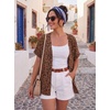 image:imageGRECERELLE Short Sleeve Cardigan for Women Lightweight Summer with Pockets Open Front Casual Beach Cover Ups 2026Leopard Print Coffee
