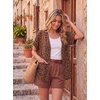 image:imageGRECERELLE Short Sleeve Cardigan for Women Lightweight Summer with Pockets Open Front Casual Beach Cover Ups 2026Leopard Print Coffee