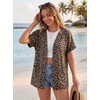 image:imageGRECERELLE Short Sleeve Cardigan for Women Lightweight Summer with Pockets Open Front Casual Beach Cover Ups 2026Leopard Print Dark Khaki