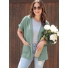image:imageGRECERELLE Short Sleeve Cardigan for Women Lightweight Summer with Pockets Open Front Casual Beach Cover Ups 2026Mint Green