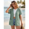 image:imageGRECERELLE Short Sleeve Cardigan for Women Lightweight Summer with Pockets Open Front Casual Beach Cover Ups 2026Mint Green