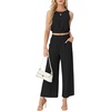 image:imageGRECERELLE Two Piece Sets for Women Summer Crop Top Wide Leg Pants 2026Black
