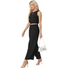 image:imageGRECERELLE Two Piece Sets for Women Summer Crop Top Wide Leg Pants 2026Black