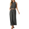 image:imageGRECERELLE Two Piece Sets for Women Summer Crop Top Wide Leg Pants 2026Black Stripe