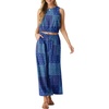 image:imageGRECERELLE Two Piece Sets for Women Summer Crop Top Wide Leg Pants 2026Blue Purple Patch