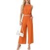 image:imageGRECERELLE Two Piece Sets for Women Summer Crop Top Wide Leg Pants 2026Bright Orange