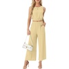 image:imageGRECERELLE Two Piece Sets for Women Summer Crop Top Wide Leg Pants 2026Butter Yellow