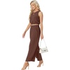 image:imageGRECERELLE Two Piece Sets for Women Summer Crop Top Wide Leg Pants 2026Coffee