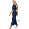 image:imageGRECERELLE Two Piece Sets for Women Summer Crop Top Wide Leg Pants 2026Dark Blue
