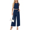 image:imageGRECERELLE Two Piece Sets for Women Summer Crop Top Wide Leg Pants 2026Dark Blue