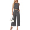 image:imageGRECERELLE Two Piece Sets for Women Summer Crop Top Wide Leg Pants 2026Dark Gray