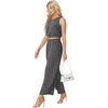 image:imageGRECERELLE Two Piece Sets for Women Summer Crop Top Wide Leg Pants 2026Dark Gray