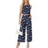 image:imageGRECERELLE Two Piece Sets for Women Summer Crop Top Wide Leg Pants 2026Fpblue Small Flower