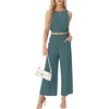 image:imageGRECERELLE Two Piece Sets for Women Summer Crop Top Wide Leg Pants 2026Gray Blue