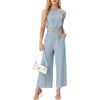 image:imageGRECERELLE Two Piece Sets for Women Summer Crop Top Wide Leg Pants 2026Haze Blue