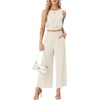 image:imageGRECERELLE Two Piece Sets for Women Summer Crop Top Wide Leg Pants 2026Ivory White