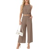 image:imageGRECERELLE Two Piece Sets for Women Summer Crop Top Wide Leg Pants 2026Khaki