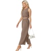 image:imageGRECERELLE Two Piece Sets for Women Summer Crop Top Wide Leg Pants 2026Khaki