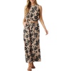 image:imageGRECERELLE Two Piece Sets for Women Summer Crop Top Wide Leg Pants 2026Khaki Black Flower