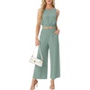 image:imageGRECERELLE Two Piece Sets for Women Summer Crop Top Wide Leg Pants 2026Light Blue