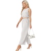 image:imageGRECERELLE Two Piece Sets for Women Summer Crop Top Wide Leg Pants 2026Pearl White