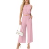 image:imageGRECERELLE Two Piece Sets for Women Summer Crop Top Wide Leg Pants 2026Pink