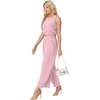 image:imageGRECERELLE Two Piece Sets for Women Summer Crop Top Wide Leg Pants 2026Pink