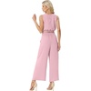 image:imageGRECERELLE Two Piece Sets for Women Summer Crop Top Wide Leg Pants 2026Pink