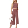 image:imageGRECERELLE Two Piece Sets for Women Summer Crop Top Wide Leg Pants 2026Rust Red