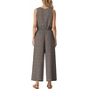 image:imageGRECERELLE Two Piece Sets for Women Summer Crop Top Wide Leg Pants 2026Wh Brown Pinstripe