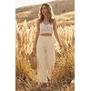 image:imageGRECERELLE Wide Leg Pants for Women Elastic High Waisted Palazzo TrousersApricot