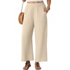 image:imageGRECERELLE Wide Leg Pants for Women Elastic High Waisted Palazzo TrousersApricot