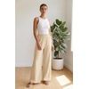 image:imageGRECERELLE Wide Leg Pants for Women Elastic High Waisted Palazzo TrousersApricot