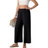 image:imageGRECERELLE Wide Leg Pants for Women Elastic High Waisted Palazzo TrousersBlack