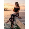 image:imageGRECERELLE Wide Leg Pants for Women Elastic High Waisted Palazzo TrousersBlack Palm Leaf